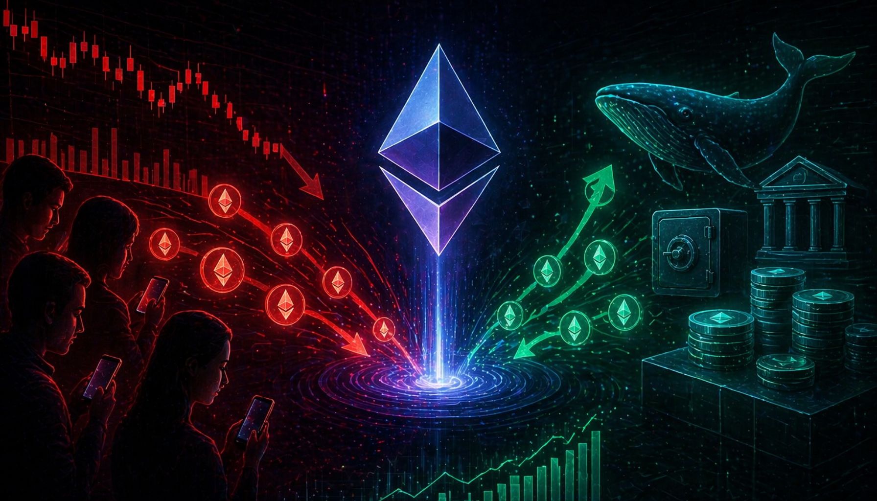 Mažmeninė prekyba išperkama iš Ethereum, tačiau išpardavimas yra absorbuojamas. Sužinokite, kas perka